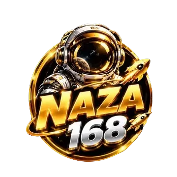 โลโก้ NAZA168 เป็นเหรียญกลมขอบทองหนาบนพื้นดำ กลางเหรียญเป็นหมวกนักบินอวกาศโครเมียมสลับทองที่มีบังตาสีทองสะท้อนแสง มีจรวดทองพาดอยู่สองลำ ด้านล่างเป็นคำว่า NAZA ตัวอักษรหนาสามมิติสีทอง และใต้ลงมาเป็นเลข 168 สีเงินโครเมียมขอบทอง